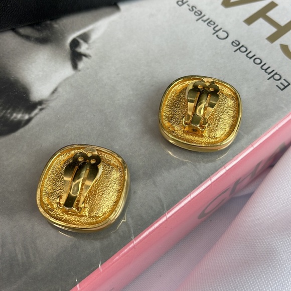 Vintage SAL Swarovski Black Crystal with rhinestone clip earring 1” - Picture 4 of 5